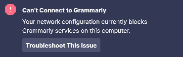 grammarly connection issue