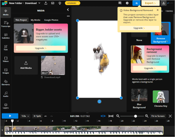 kapwing video background remover