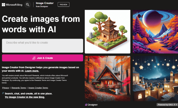 ai generate images via microsoft bing image creator