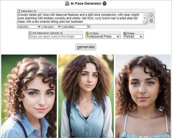 perchance ai face generator generate faces