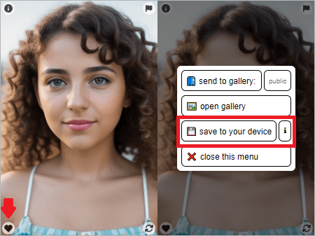 perchance ai face generator save image to device