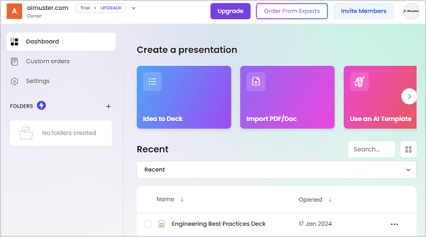 presentation ai dashboard