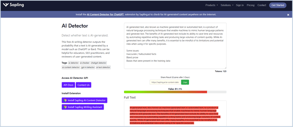 sapling ai detector