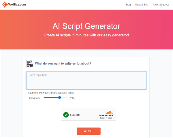 toolbaz ai script generator