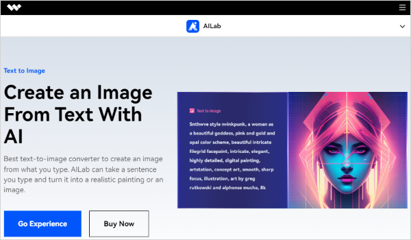 wondershare ailab text to image