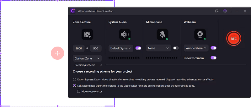 wondershare democreator new recording