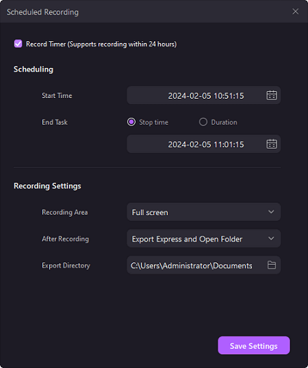 wondershare democreator schedule recording