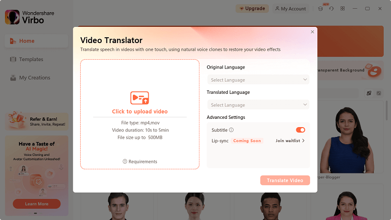 wondershare virbo video translator